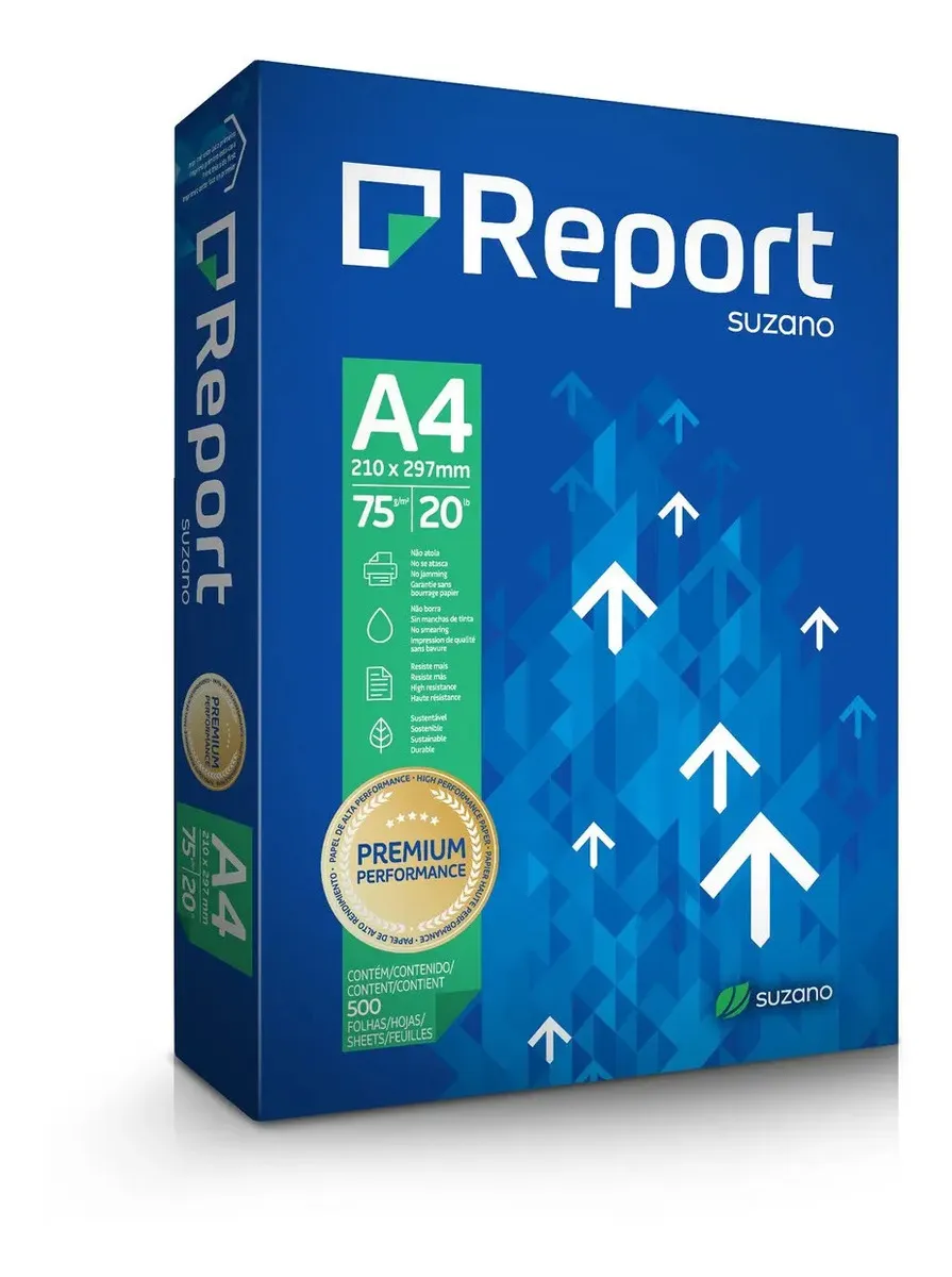 Papel Sulfite Premium A4 75g pacote 500 Folhas Report Branco